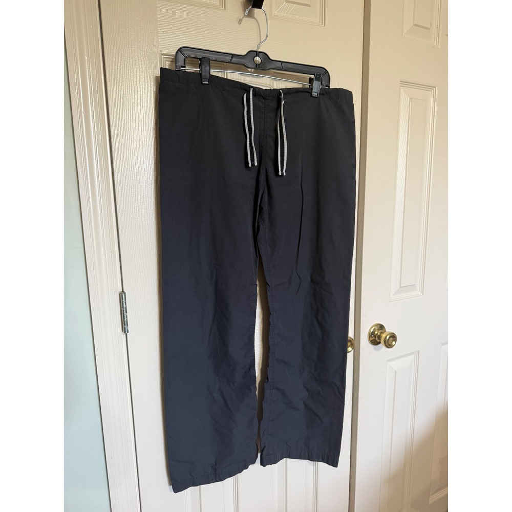 Blue Sky Scrubs Womens XS Dark Gray Navy Drawstring Straight Leg Scrub Pants